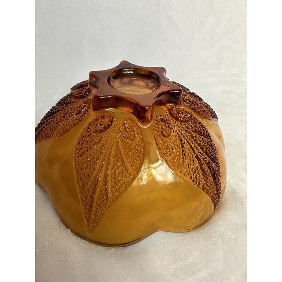Vintage Amber Glass Dish/Bowl by Anchor Hocking Renaissance Pattern Beaded - Picture 7 of 8